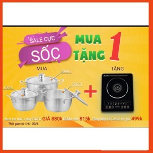 Bộ nồi inox SATO VN-ST-BI32-ONL, 3 đáy