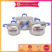 Bộ nồi Inox Smartcook cao cấp 3 chiếc có khả năng chống oxi hóa , bộ xoong nồi inox elmich kích cỡ 16,20,24 cm