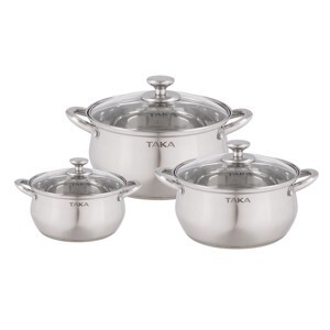 Bộ Nồi Inox Taka TKC03C (16 - 20 - 24cm) - Bạc
