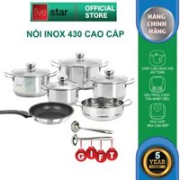 Bộ Nồi Inox Xửng Hấp Và Chảo Chống Dính Fivestar 24cm