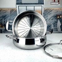Bộ nồi kèm xửng hấp 2 tầng Chockmen 28cm inox 3 lớp nguyên khối CKM71