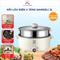 Bộ Nồi lẩu điện đa năng  2 tầng bề mặt chống dính kèm giá hấp 28cm công suất lớn