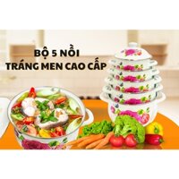 Bộ Nồi Men Sứ Cao Cấp Đa Năng Không Gỉ Không Bong Tróc - Tiện Lợi - Sử Dụng Cho Mọi Loại Bếp