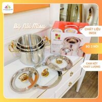 Bộ Nồi Misu Louis Inox 304 Cao Cấp, Bộ Nồi 3 Món Không Gỉ Nguyên Khối Sử Dụng Cho Mọi Loại Bếp - Gia Dụng Nhà Bếp's