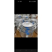 Bộ nồi nhôm 5 cái cắt miếng tem xanh rất dầy đường kính 16+18+20+22+24cm