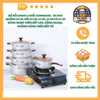 Bộ nồi nhôm anod 5 món Sunhouse SH9953 nắp kính cường lực sang trọng hiện đại