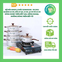 Bộ nồi nhôm anod 5 món Sunhouse SH9953 nắp kính cường lực cao cấp sang trọng hiện đại