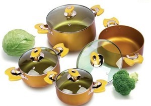 Bộ nồi nhôm Anod SunHouse 9944