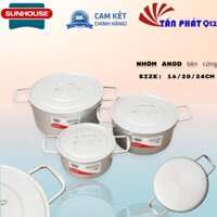 Bộ nồi nhôm ANOD Sunhouse 16/18/20/22/24/26/28/30 cm CÓ HÌNH THẬT (SHG2716-32SA)