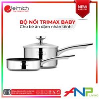 Bộ nồi quánh và chảo chống dính inox đáy liền Elmich Trimax Baby EL-3794 Đường kính 14cm - Hàng chính hãng - Set Baby - Cán INOX EL-3794