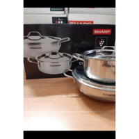Bộ nồi Sharp Inox 430 PR-J03 Sử dụng cho bếp điện từ được