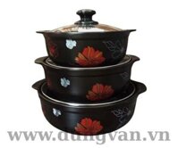 Bộ nồi sứ cao cấp Donghwa 3 chiếc GF-705S3, (22,24,28cm)