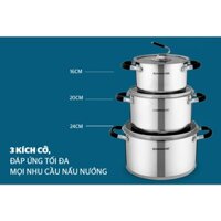 Bộ nồi sử dụng bếp từ 5 đáy SUNHOUSE SH891, inox siêu bền , sang trọng thích hợp quà tặng