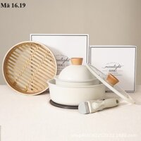 Bộ nồi sứ men bóng chống dính 16.19