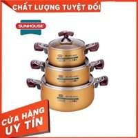 Bộ Nồi SUNHOUSE Dùng Cho Bếp Ga Bếp Hồng Ngoại [Hàng Chính Hãng Bảo Hàng 12 Tháng]