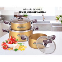 Bộ Nồi Sunhouse SH 6634 gồm 3 chiếc size 16-20-24cm màu (vàng đồng)