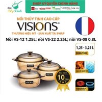 Bộ nồi thuỷ tinh Pháp Visions (loại nhỏ) VS-336CL1 , Bảo Hành 10 năm , Xuất xứ từ Pháp , Hàng chính hãng