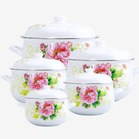 Bộ nồi tráng men cao cấp in hoa EDEN (sử dụng được trên bếp từ)