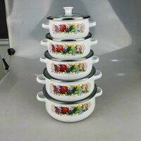 bộ nồi tráng men ceramic 5 cái cao cấp Reoona ( hàng chính hãng)