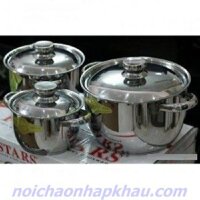 BỘ NỒI TỪ  3 CHIẾC NẮP INOX FIVE STAR 6PCS 18-20-24CM