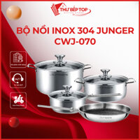 Bộ nồi từ Inox 304 Junger CWJ-070 7 món nắp kính, tay cầm cách nhiệt - THƯ BẾP TOP