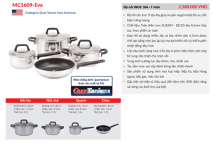 Bộ nồi từ inox Eurosun MC1609-Eva