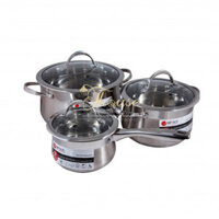 Bộ nồi và quánh Elmich inox 304 Ibiza 3 chiếc cỡ 16,20,24cm EL0124