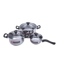 BỘ NỒI VÀ QUÁNH INOX SMARTCOOK 3 CHIẾC CỠ 16CM, 20CM, 24CM SM1496