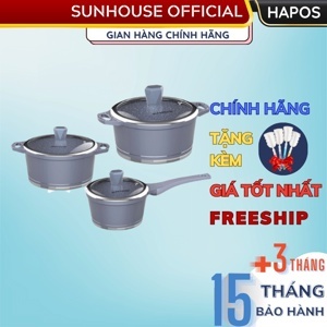 Bộ nồi vân đá đáy từ Sunhouse SHG2003MMB (SHG2003MMA)