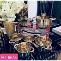 Bộ Nồi Vung Kính KAISA VILLA 6 Món 12 Chi Tiết Mã KV-6618 Tay Cầm Tráng Men Chống Dính