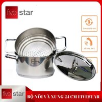 Bộ nồi xửng 24 Cm FIVESTAR nắp inox chính hãng BẢO HÀNH 5 NĂM