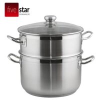 Bộ Nồi Xửng 3 Đáy Nắp Kính Fivestar ST30-3DG - Hàng Chính Hãng - 30cm