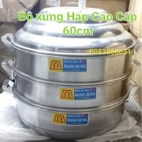 Bộ nồi xửng hấp bánh+rau củ quả 3 tầng nhôm mạnh hùng size 60 cm