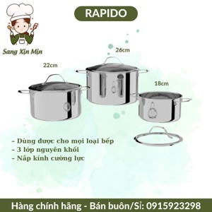 Bộ nồi xửng hấp cao cấp Rapido RK182226