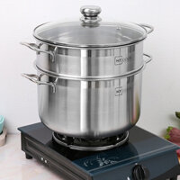 Bộ nồi xửng hấp inox 1 đáy HT COOK 28 CM  INOX 430 Dùng được các loại bếp