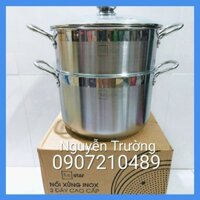 Bộ Nồi Xửng Hấp Inox 3 Đáy Cao Cấp Fivestar  28cm