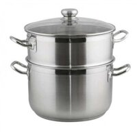 Bộ nồi xửng hấp Inox 3 đáy Fivestar 24cm nắp kính ,dùng bếp từ