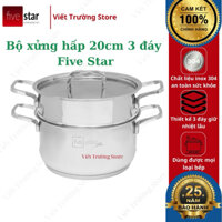 Bộ Nồi Xửng Hấp Inox 304 Cao Cấp FiveStar Plus 20cm 3 Đáy Nắp Inox Bảo Hành 25 Năm