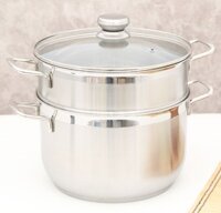 Bộ nồi xửng hấp Inox 430 3 đáy nắp kính Fivestar 24cm 26cm 28cm 30cm 32cm - 26cm