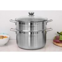 Bộ Nồi Xửng Hấp inox 430 Cao Cáp Fivestar H.T Cook Bếp Từ 1 Đáy Nắp Kính , tặng 1 vá canh 26cm  28cm  30cm  32cm - 26cm