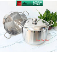 Bộ nồi xửng hấp inox 430 FiveStar Standard 3 đáy phù hợp mọi bếp nắp inox tặng 5 muỗng ăn size 32cm , dung tích 15 lít