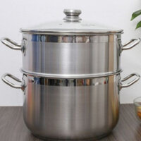 Bộ nồi xửng hấp inox 430 FiveStar 3 đáy nắp kính size 24 -> 30cm