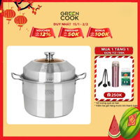 Bộ nồi xửng hấp inox đa năng 26 cm Green Cook GCST01-26IH dung tích 5L sử dụng được trên tất cả các loại bếp