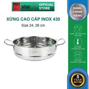 Bộ nồi xửng hấp inox Fivestar - 30 cm, nắp inox, 3 đáy