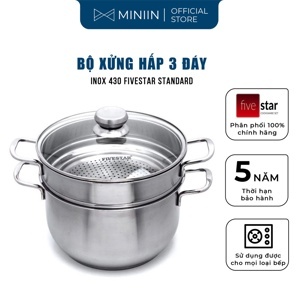 Bộ nồi xửng hấp inox Fivestar ST24-3DG - 24 cm, nắp kính