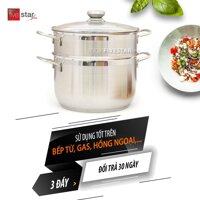 Bộ Nồi Xửng Hấp Inox Fivestar 26cm NẮP KÍNH