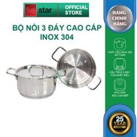 Bộ nồi xửng hấp inox FiveStar Standard 304 nắp inox , 3 đáy bếp từ tặng 2 vá canh 20cm