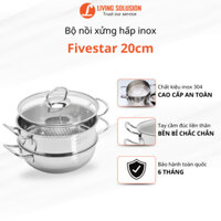 Bộ nồi xửng hấp inox Fivestar 20cm 3 đáy dùng mọi loại bếp đồ xôi, hấp bánh tiện dụng