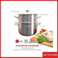 Bộ Nồi Xửng Hấp Inox Fivestar 30cm NẮP KÍNH