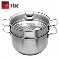 Bộ nồi xửng hấp inox Fivestar 24cm nắp kính